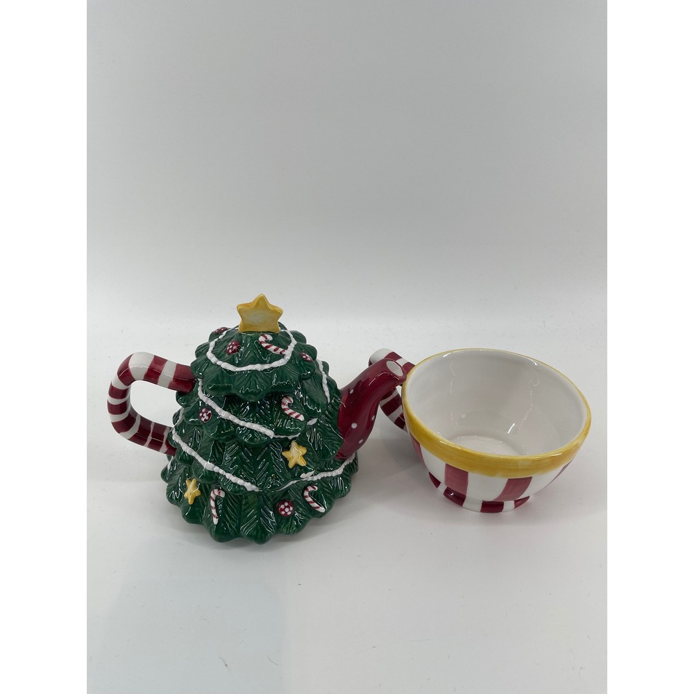 Bella Casa by Ganz Christmas Tree Tea for One Set  Holiday Decor Theme Table